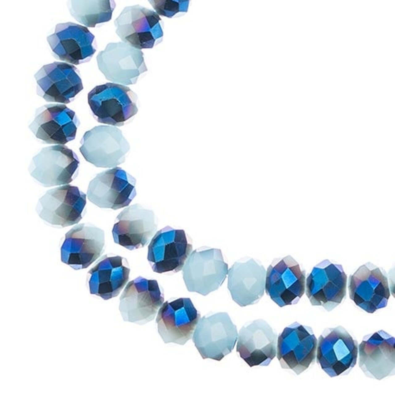 Crystal Lane DIY 2-Strand 7in Opaque Iris Finish Glass Rondelle Donut Bead Strands